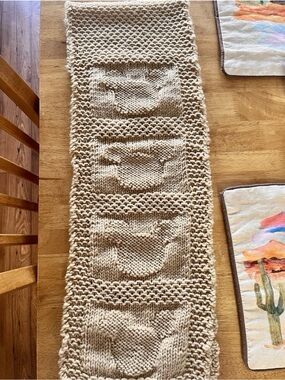 Hand-Knit Cream Cable Panel Scarf - Women's Accessory